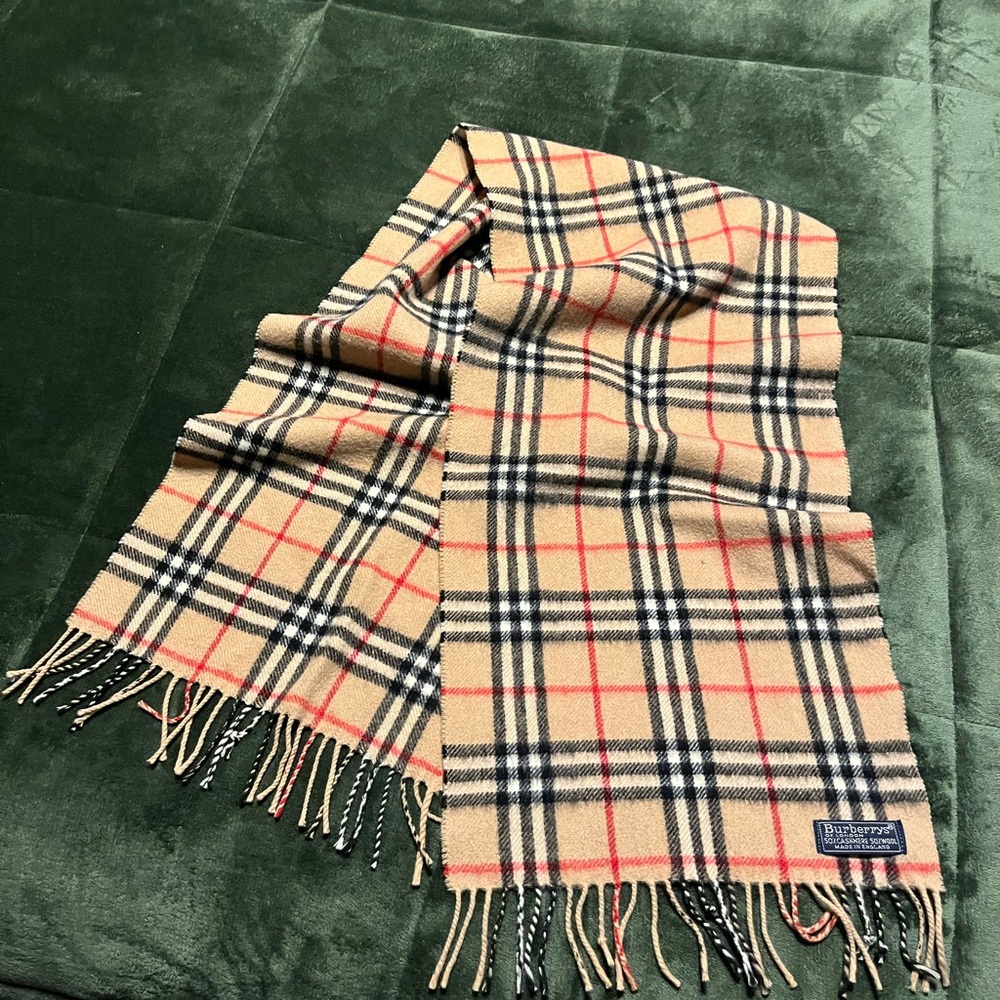 Burberry Classic Beige and Red Check Scarf
